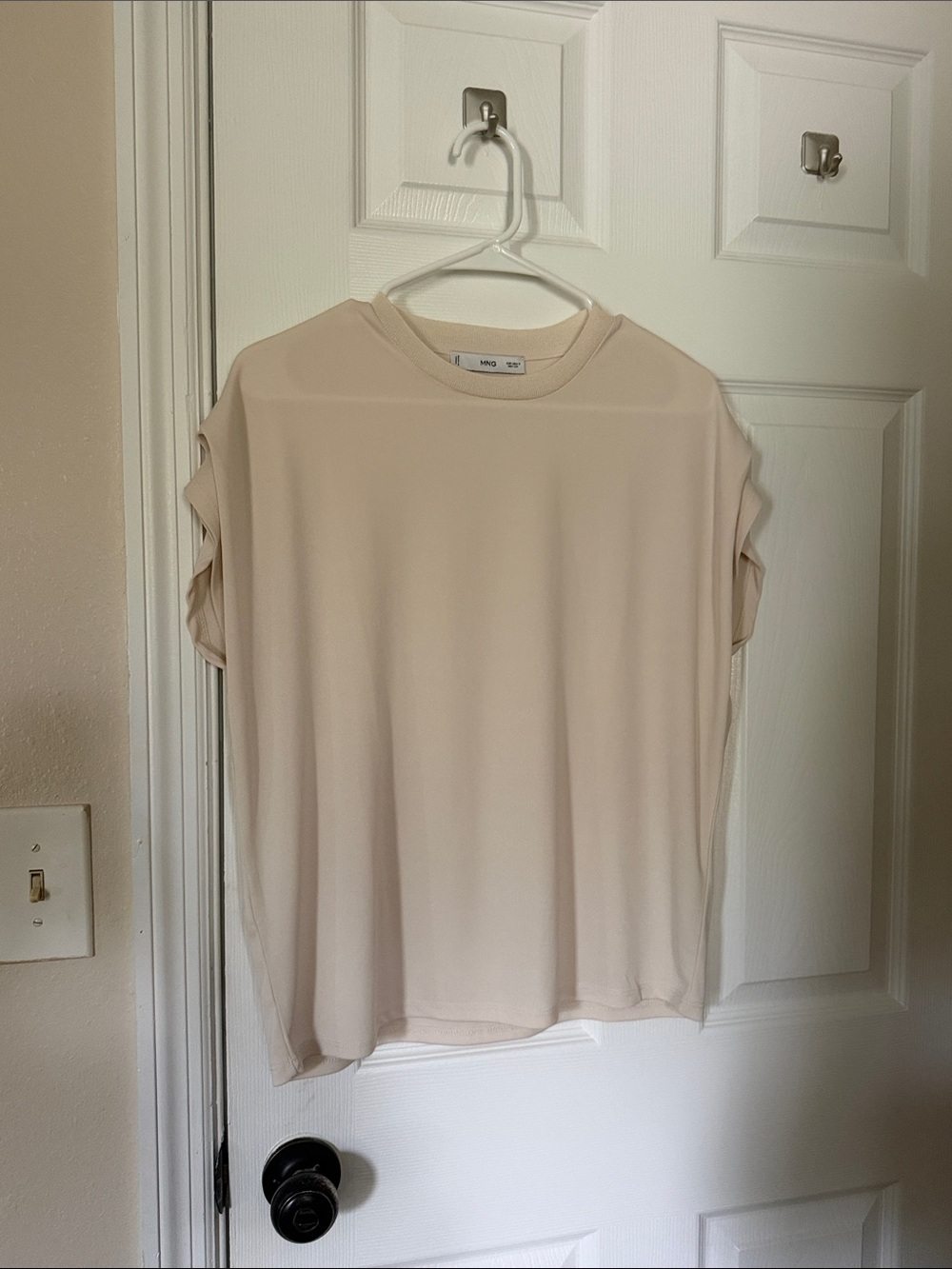 Mango Pale Beige Short Sleeve Crewneck Top
